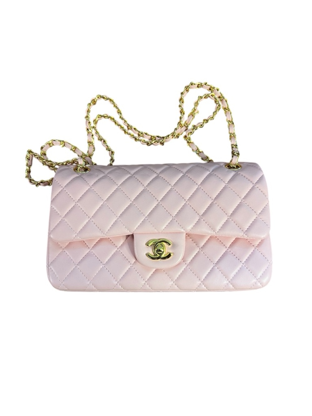 ❤️Chanel Quilted Leather Flap purse 👛 Pale Pink with Gold tone Hardware ✨